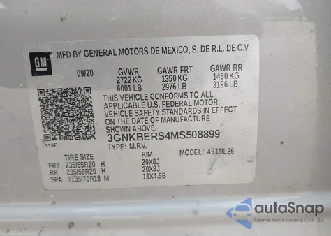 2021 Chevrolet Blazer Fwd Rs from USA, damaged, VIN 3GNKBERS4MS508899